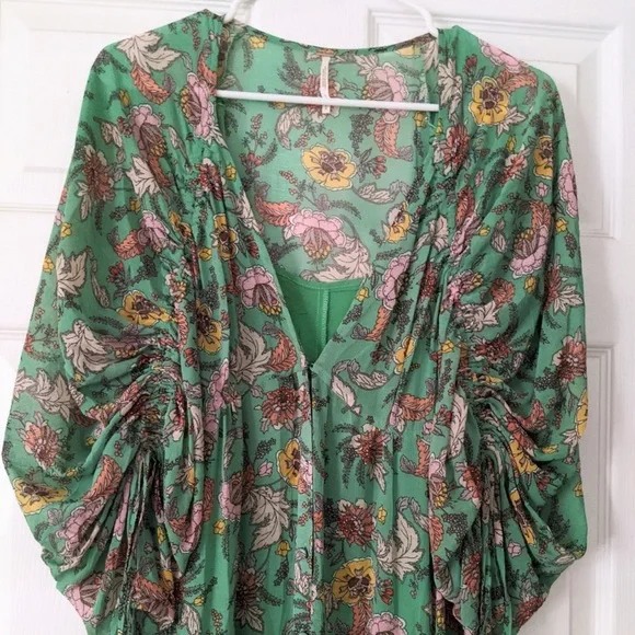 Free People Earthfolk Floral Maxi Dress with Drawstring Long Sleeves - Picture 5 of 5